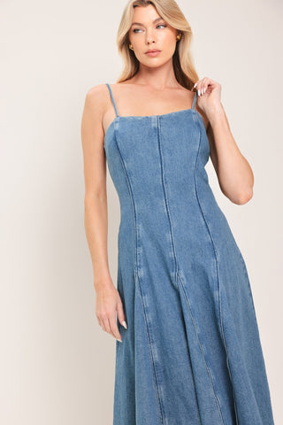 INDIGO WHISPER DENIM MIDI DRESS - Glamourous Grace