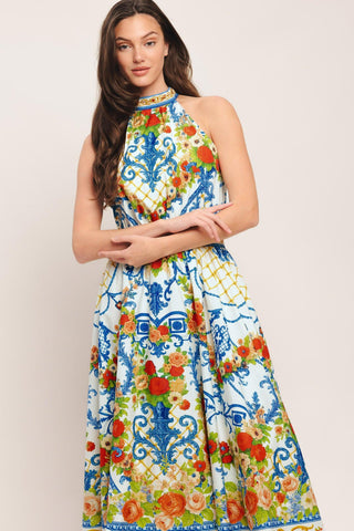 CERAMIC FLORA WOVEN MIDI DRESS - Glamourous Grace