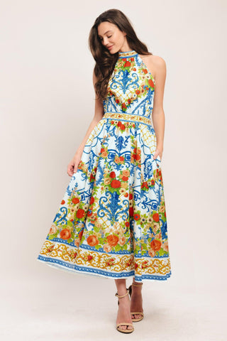CERAMIC FLORA WOVEN MIDI DRESS - Glamourous Grace