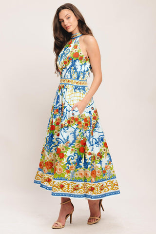 CERAMIC FLORA WOVEN MIDI DRESS - Glamourous Grace