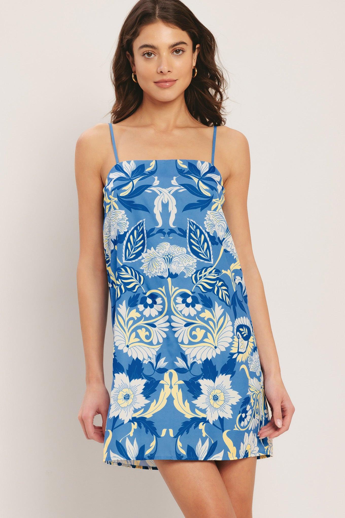 SANTORINI SKY WOVEN MINI SHIFT DRESS - Glamourous Grace