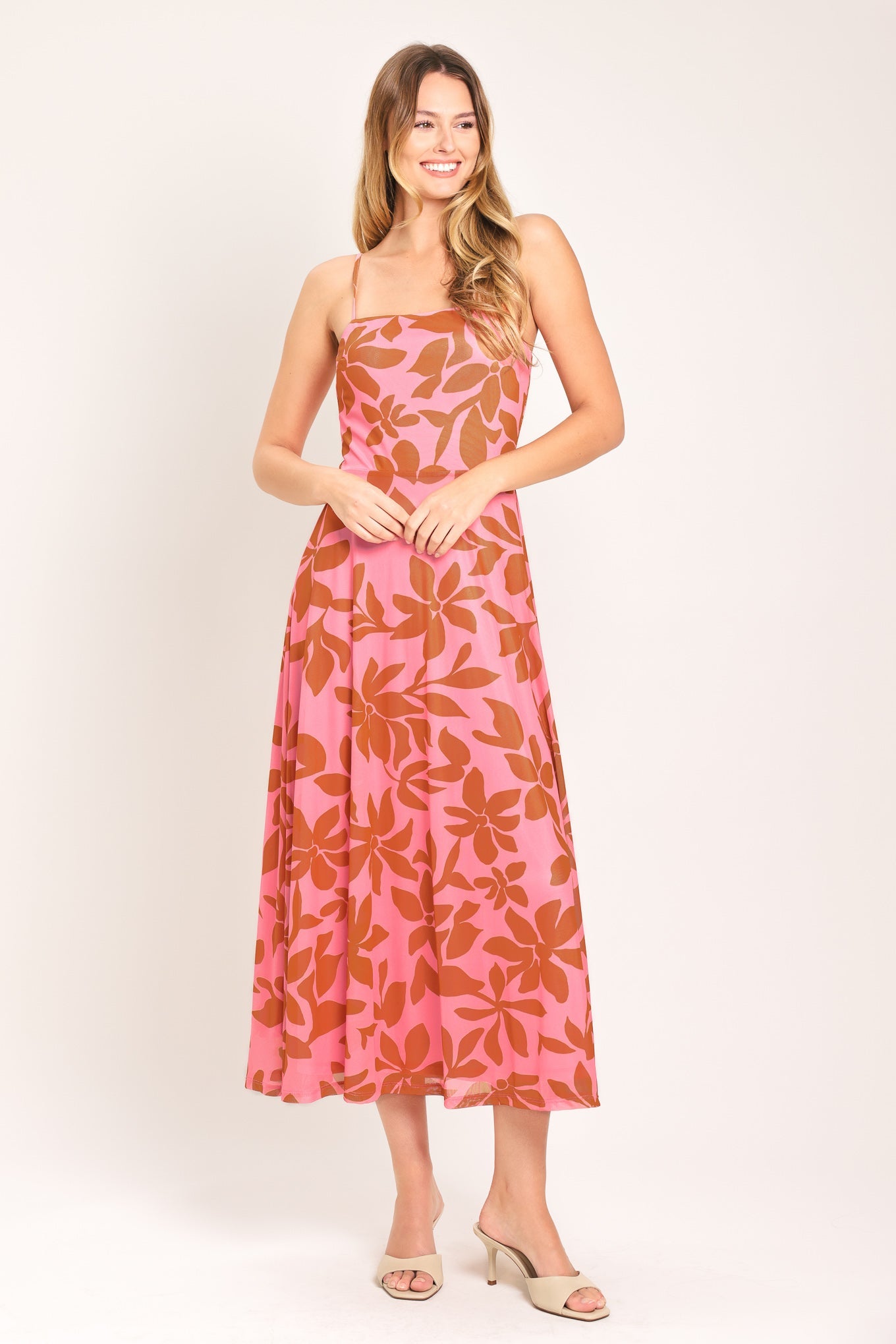 ROSY HAVEN POWER MESH MIDI DRESS - Glamourous Grace