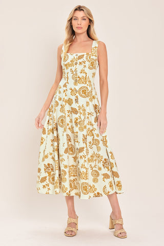 CITRUS COAST WOVEN MIDI DRESS