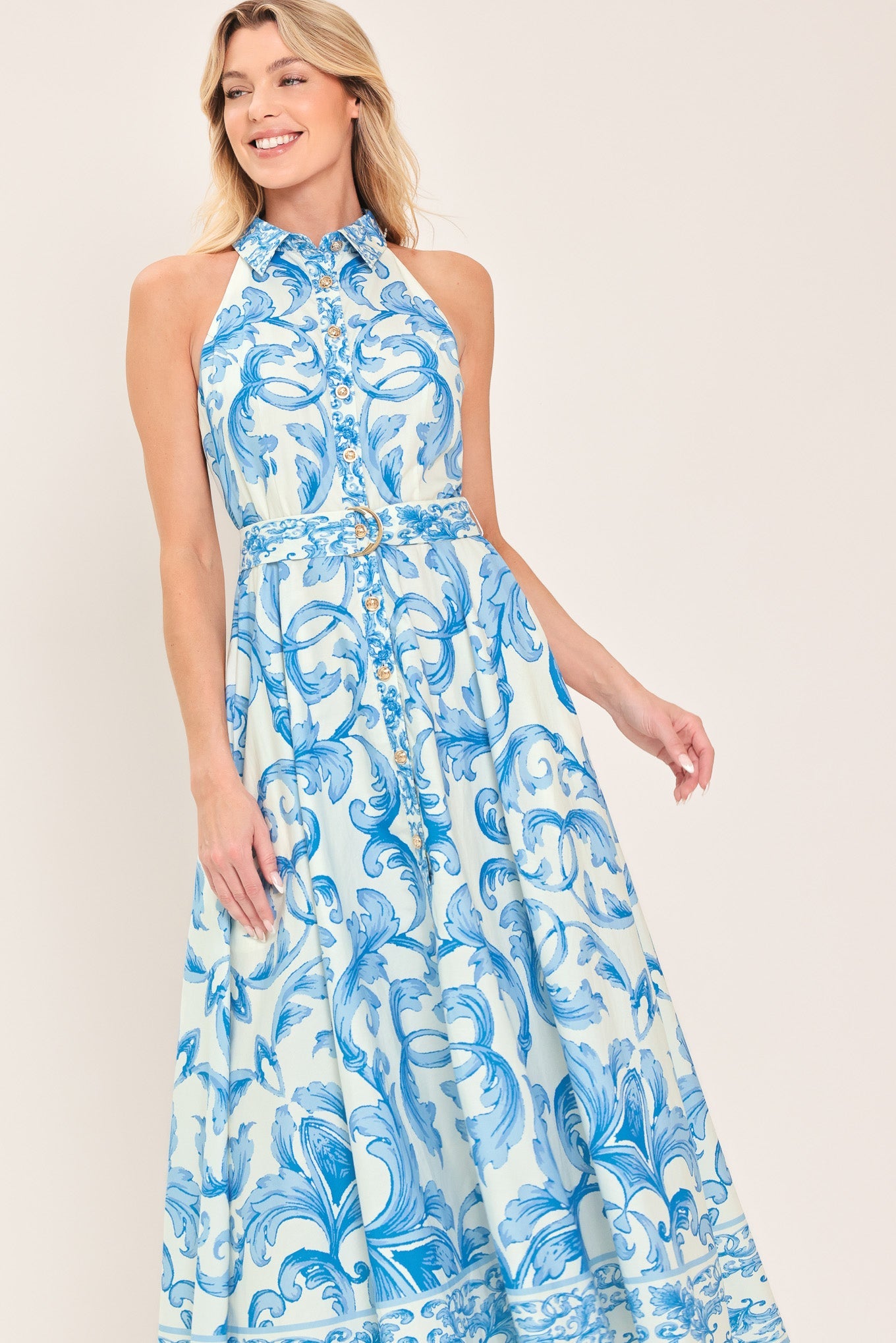 BLUE CHATEAU WOVEN MAXI DRESS - Glamourous Grace