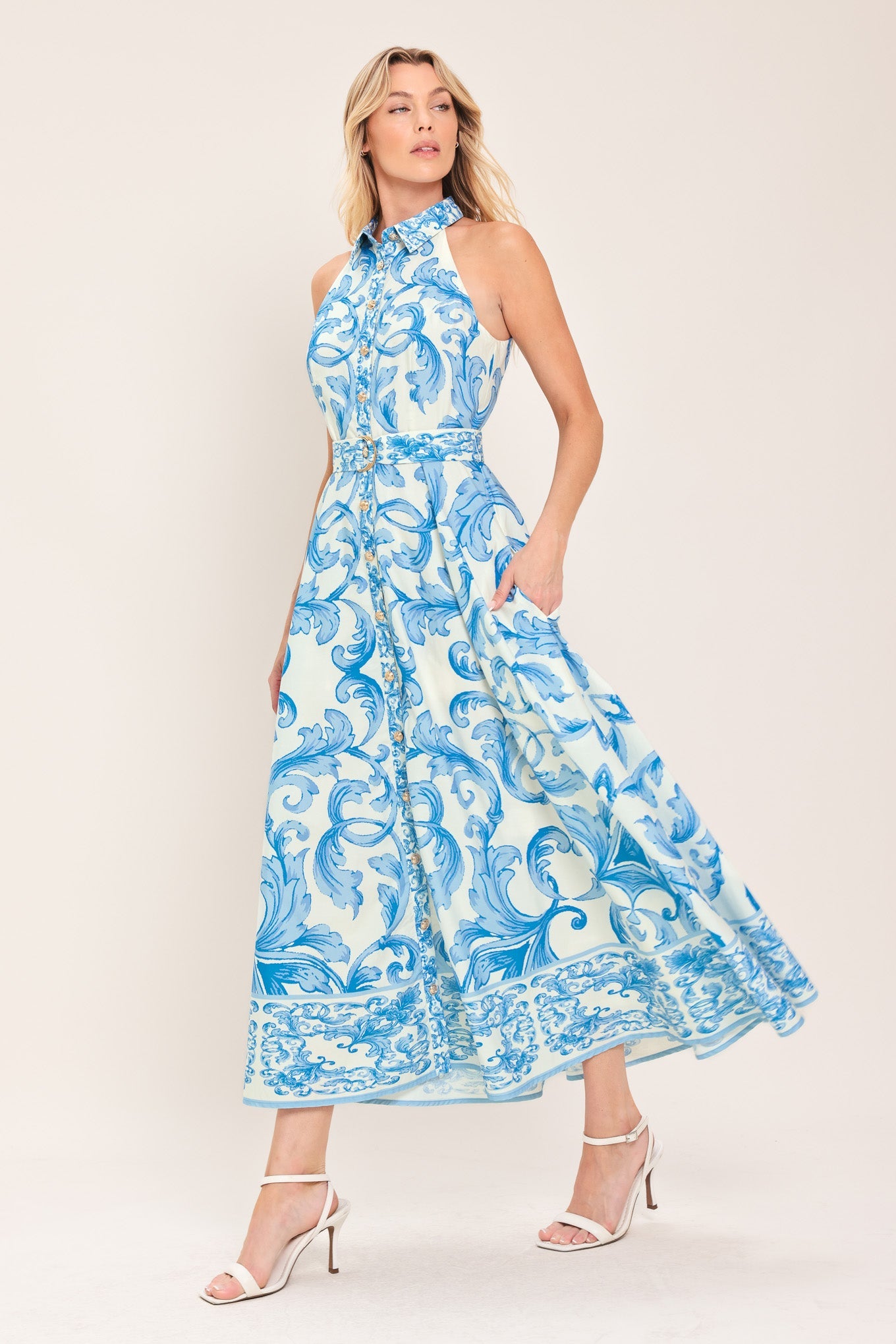BLUE CHATEAU WOVEN MAXI DRESS - Glamourous Grace