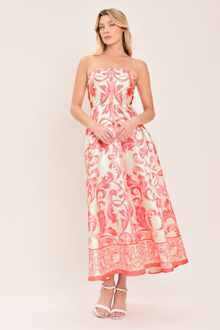 SUNSET ROYALTY WOVEN MIDI DRESS