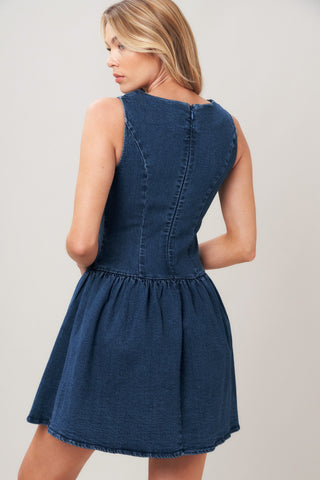 MODERN SWEET DENIM MINI DRESS - Glamourous Grace