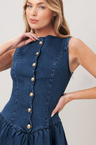 MODERN SWEET DENIM MINI DRESS - Glamourous Grace