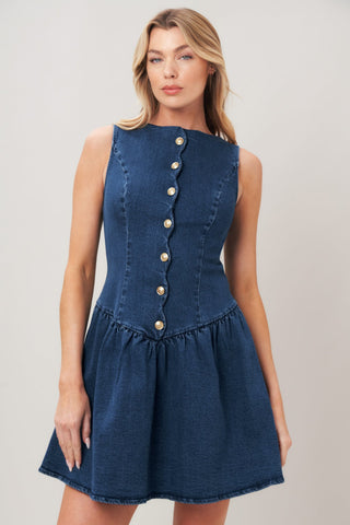 MODERN SWEET DENIM MINI DRESS - Glamourous Grace