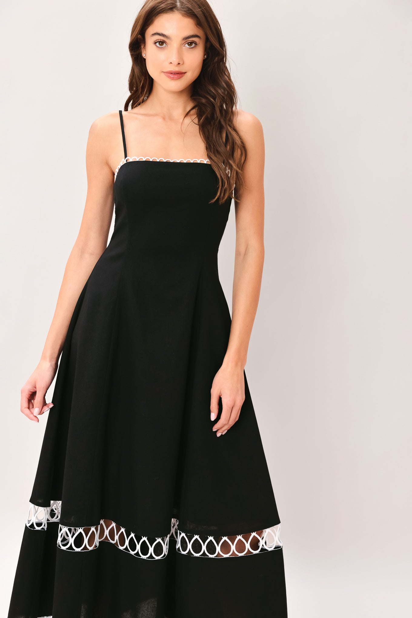NOIR WHISPER WOVEN MIDI DRESS - Glamourous Grace
