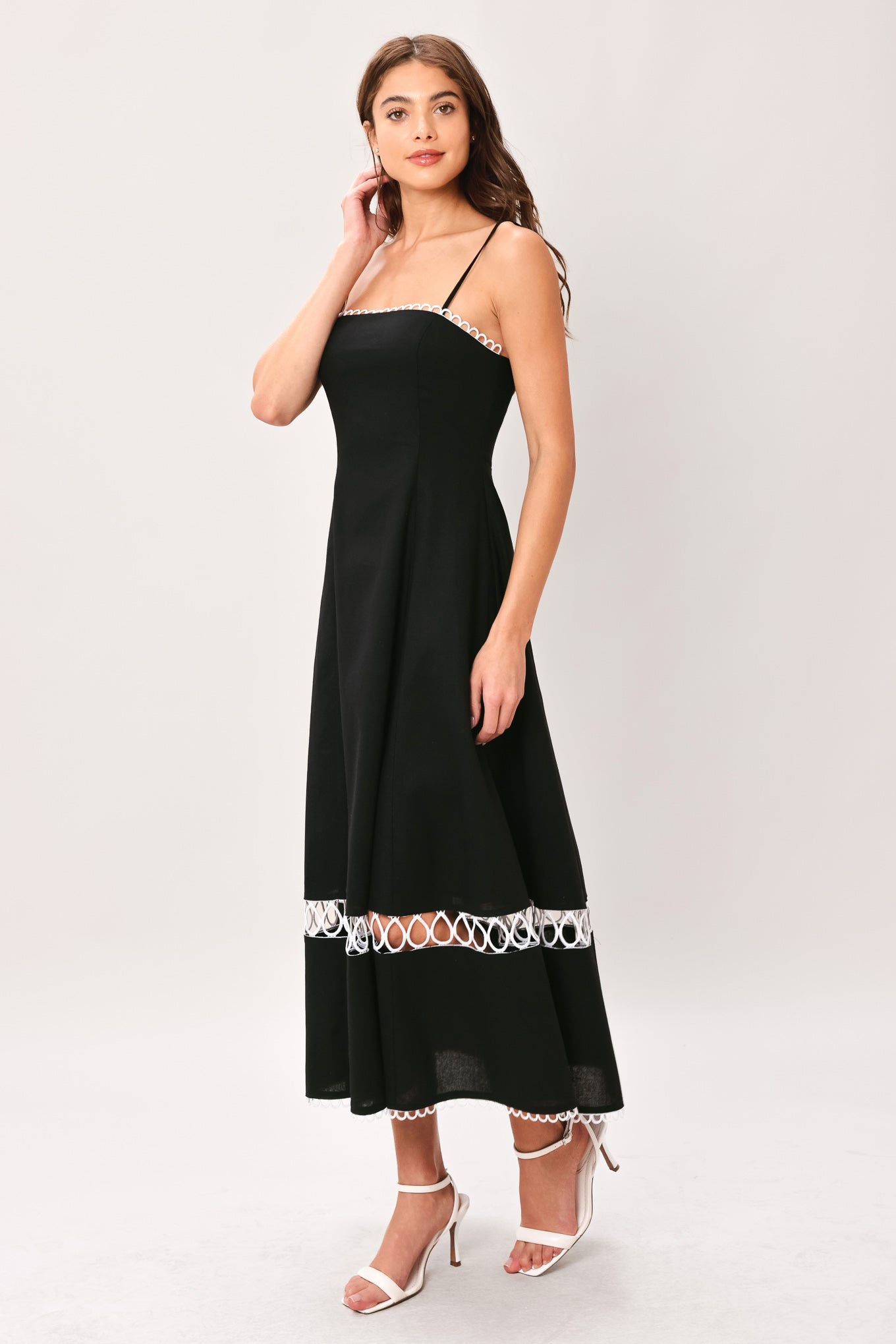 NOIR WHISPER WOVEN MIDI DRESS - Glamourous Grace