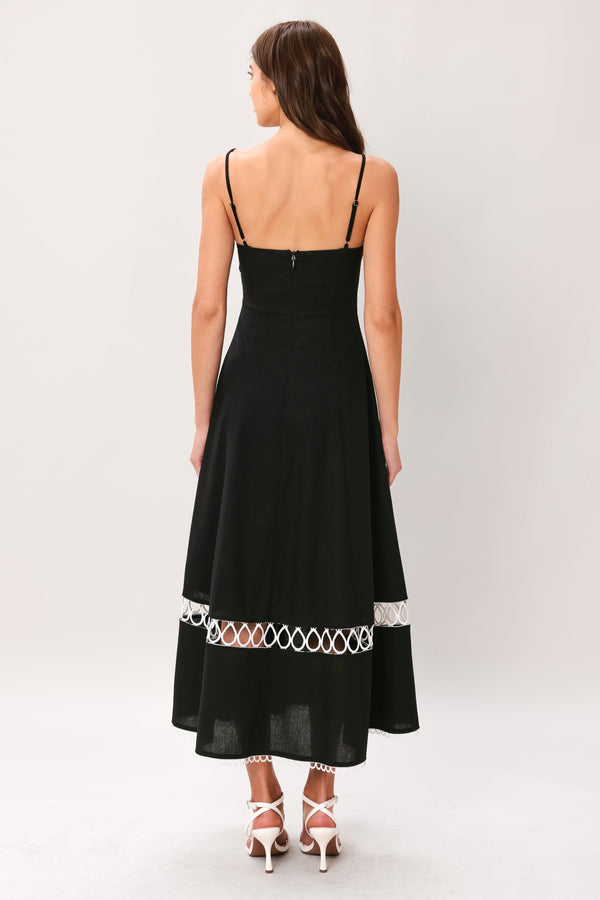 NOIR WHISPER WOVEN MIDI DRESS - Glamourous Grace