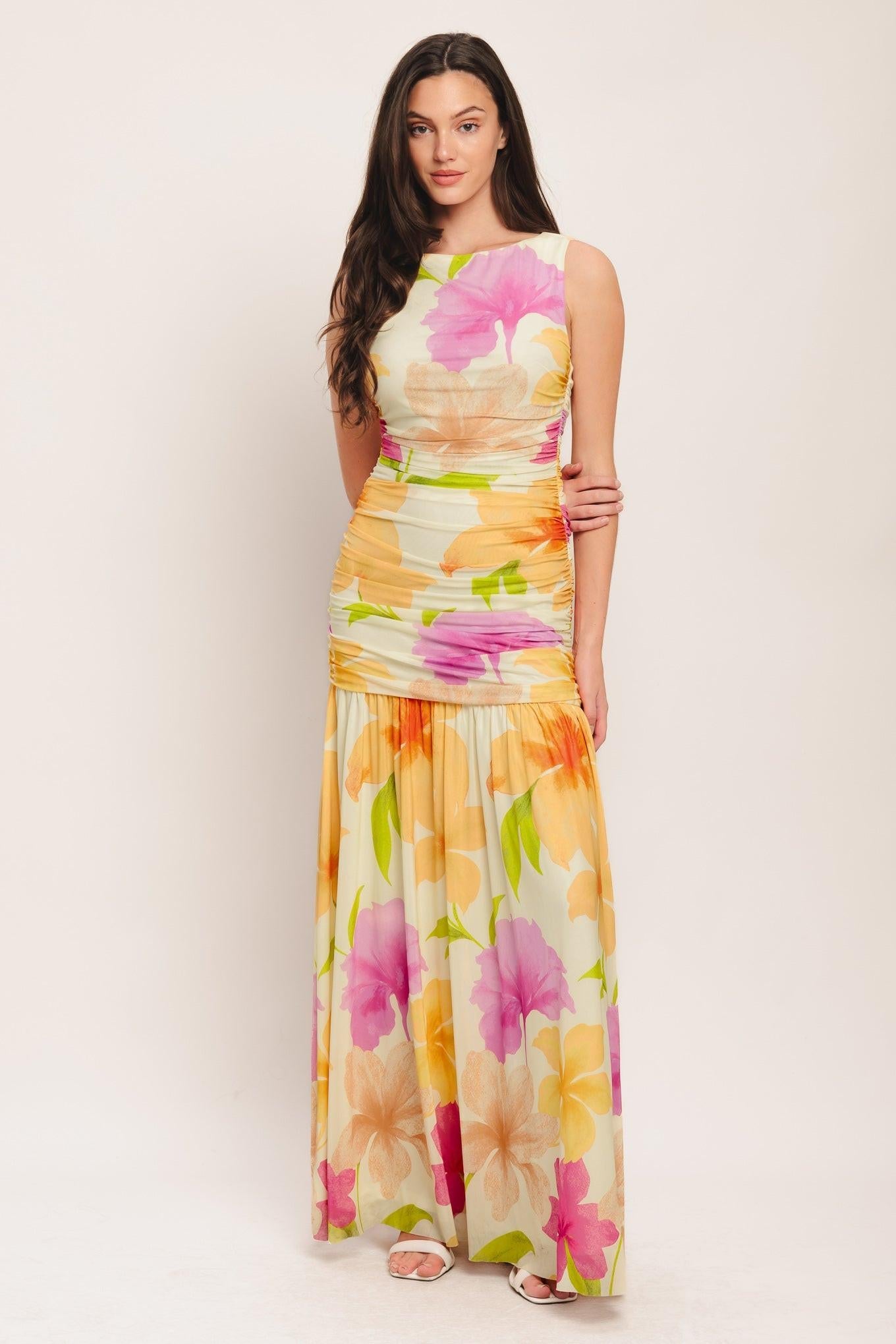 WARM BREEZE BLOOMS POWER MESH MAXI DRESS - Glamourous Grace
