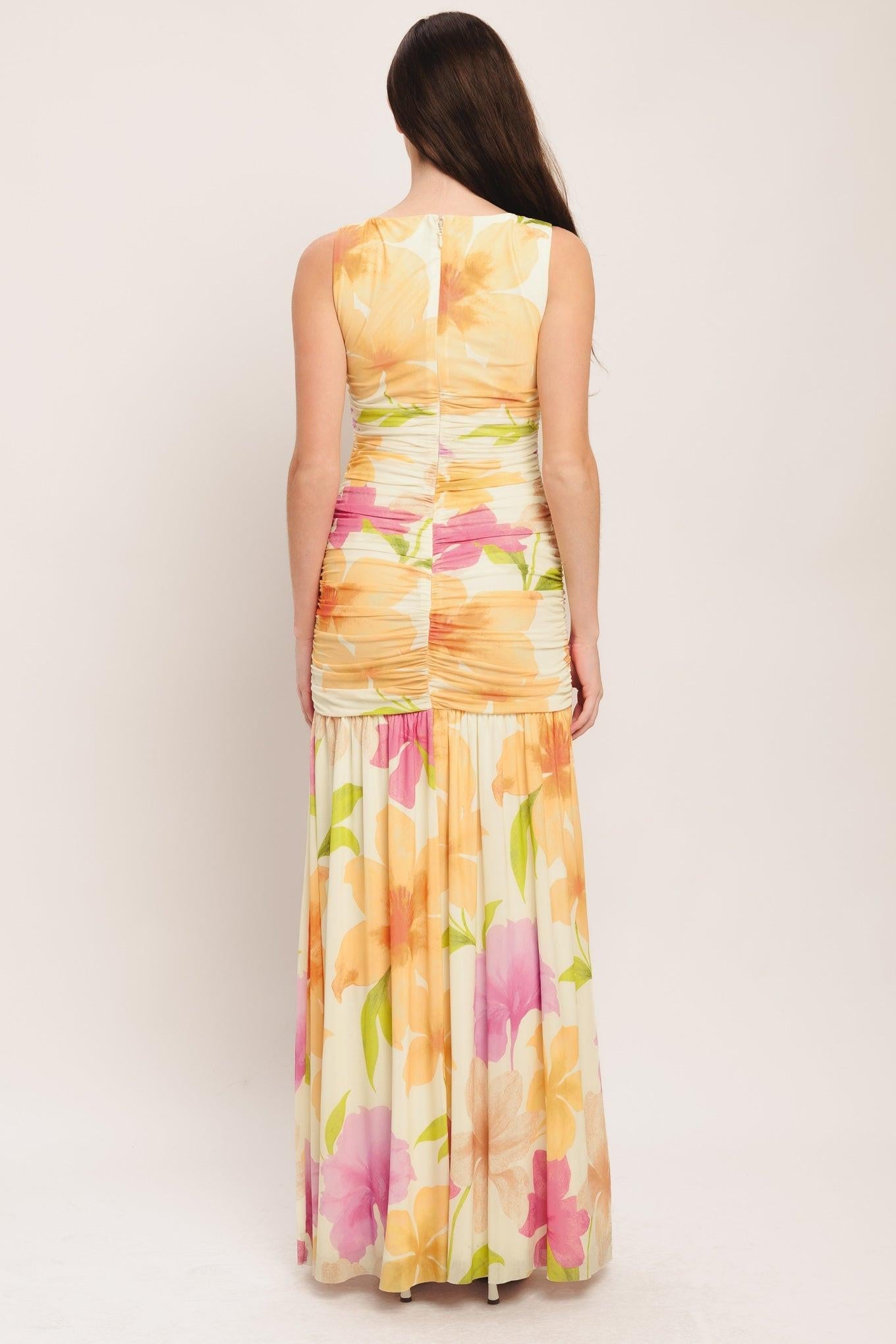 WARM BREEZE BLOOMS POWER MESH MAXI DRESS - Glamourous Grace