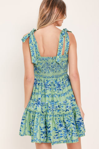 MINT BLOSSOM BABYDOLL WOVEN MINI DRESS - Glamourous Grace