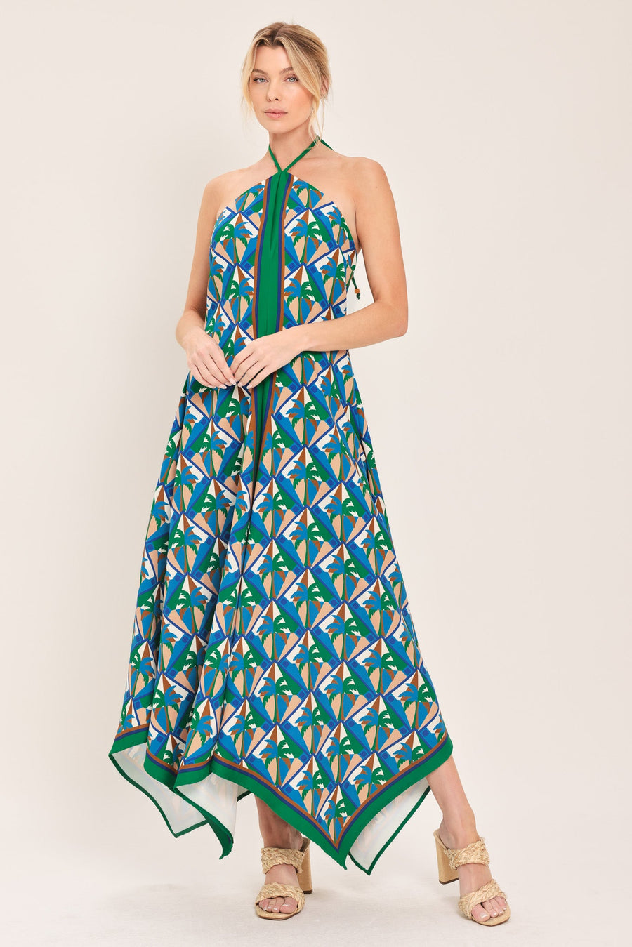 TROPICAL TEMPTATION HALTER WOVEN MIDI DRESS - Glamourous Grace