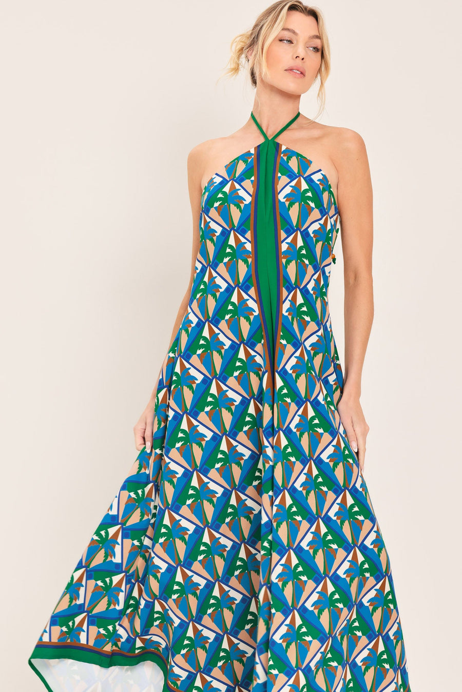 TROPICAL TEMPTATION HALTER WOVEN MIDI DRESS - Glamourous Grace
