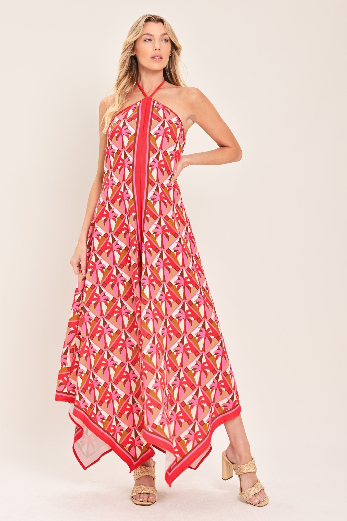 TROPICAL TEMPTATION HALTER WOVEN MIDI DRESS - Glamourous Grace