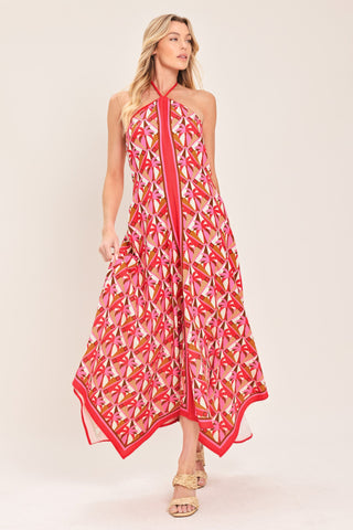 TROPICAL TEMPTATION HALTER WOVEN MIDI DRESS - Glamourous Grace