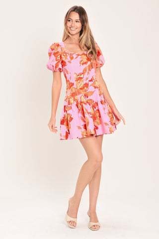 PINK BLOOM WOVEN MINI DRESS - Glamourous Grace