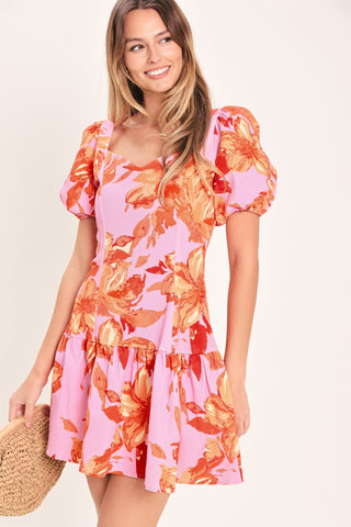 PINK BLOOM WOVEN MINI DRESS - Glamourous Grace