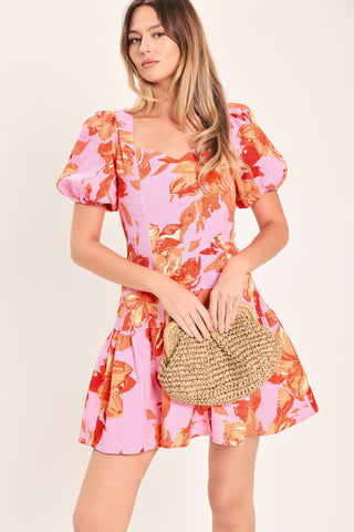 PINK BLOOM WOVEN MINI DRESS - Glamourous Grace