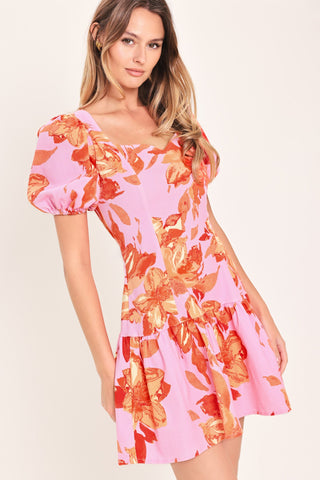 PINK BLOOM WOVEN MINI DRESS - Glamourous Grace