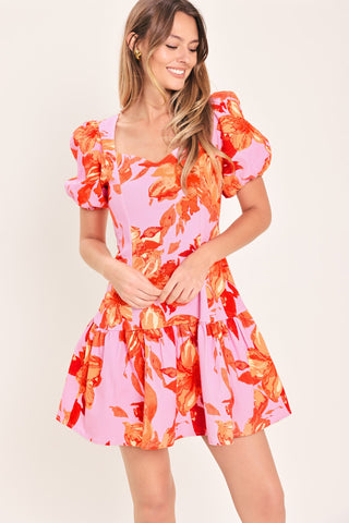 PINK BLOOM WOVEN MINI DRESS - Glamourous Grace