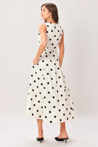 PURE POLKA WOVEN MIDI DRESS - Glamourous Grace