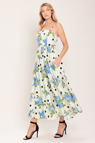 RETRO FLORA WOVEN MIDI DRESS - Glamourous Grace