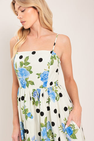 RETRO FLORA WOVEN MIDI DRESS - Glamourous Grace