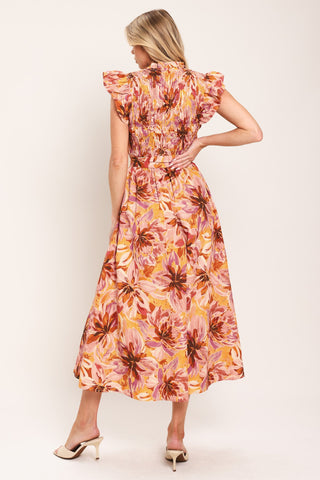 APRICOT BLOSSOM WOVEN MIDI DRESS - Glamourous Grace
