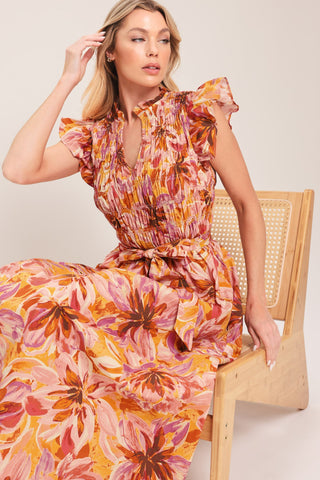 APRICOT BLOSSOM WOVEN MIDI DRESS - Glamourous Grace
