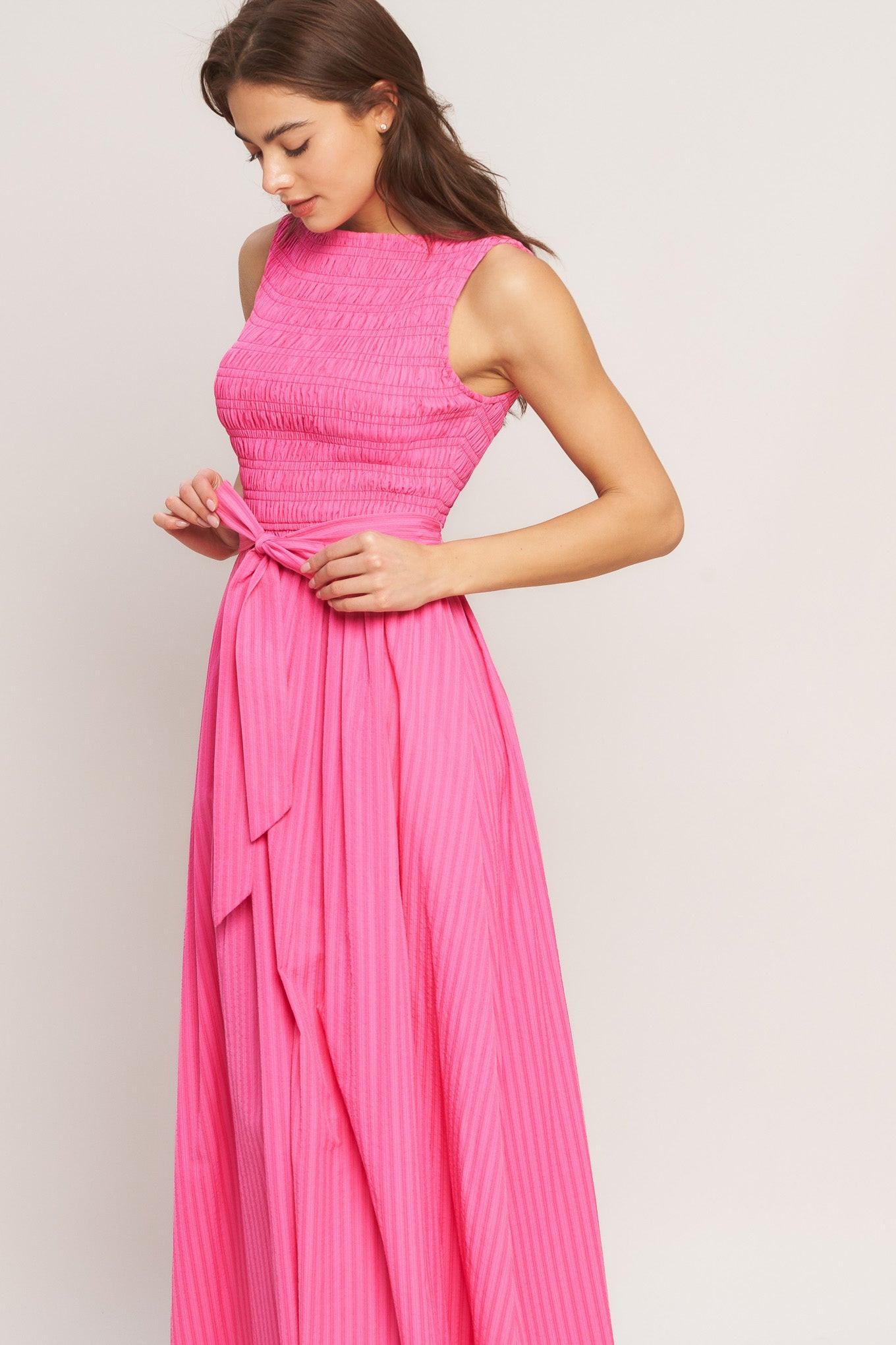 PINK RADIANCE WOVEN MIDI DRESS - Glamourous Grace