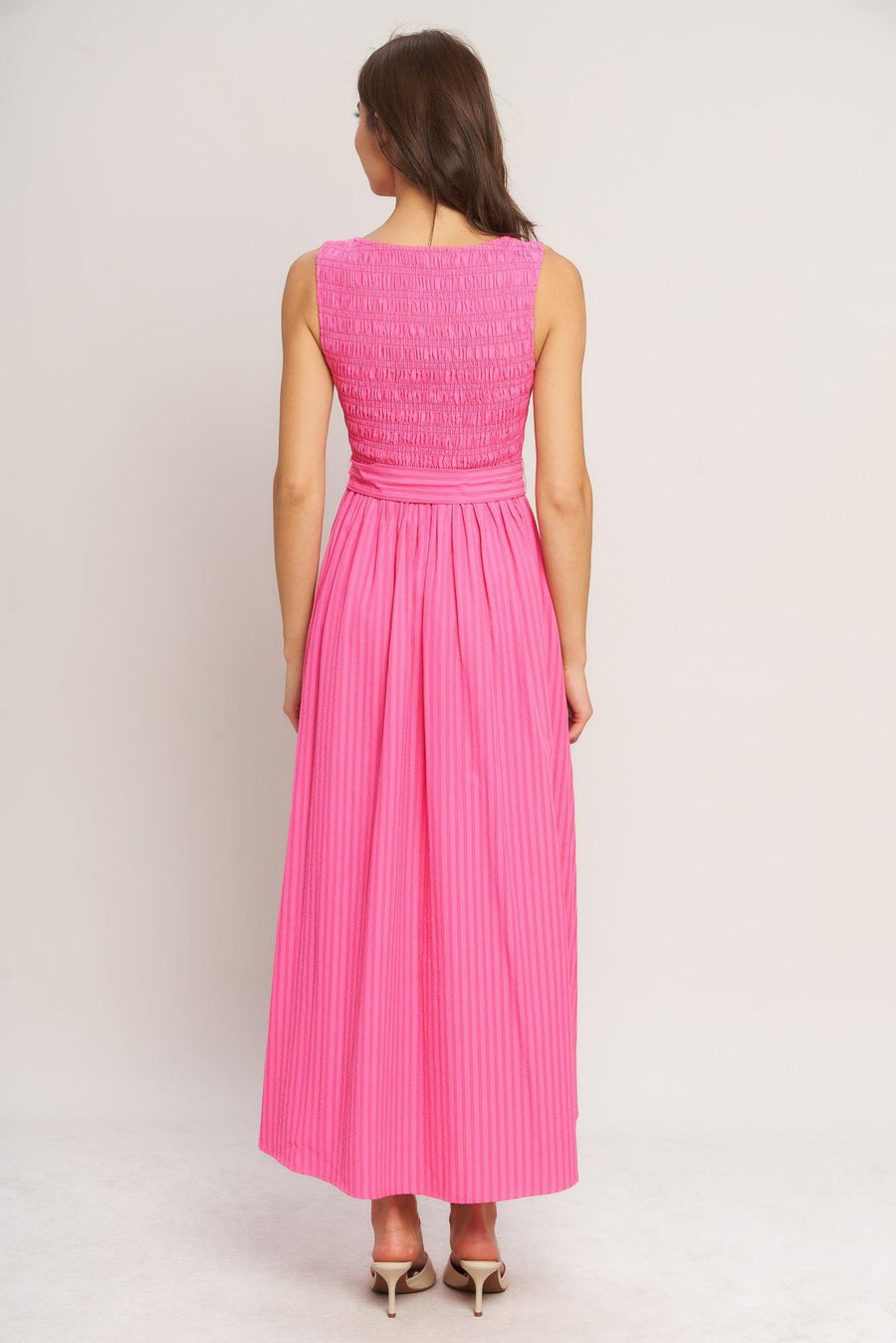 PINK RADIANCE WOVEN MIDI DRESS - Glamourous Grace