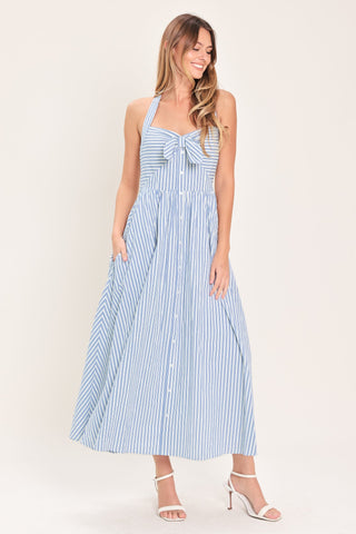 FRESH DAY STRIPE WOVEN MIDI DRESS - Glamourous Grace
