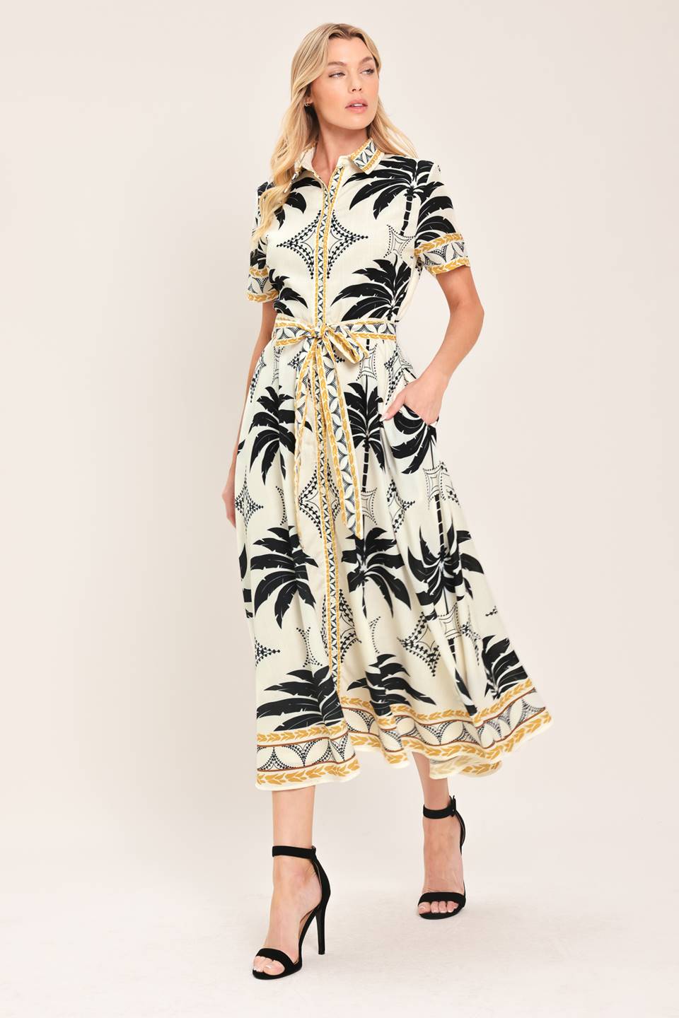 MONACO MOONLIGHT WOVEN SHIRT MIDI DRESS - Glamourous Grace