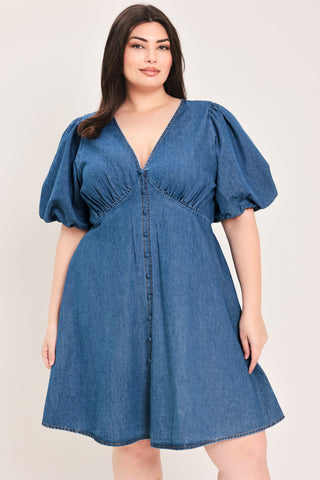 SOFT GIRL DENIM MINI DRESS - Glamourous Grace