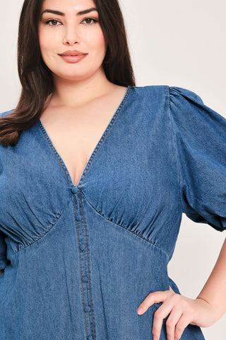 SOFT GIRL DENIM MINI DRESS - Glamourous Grace