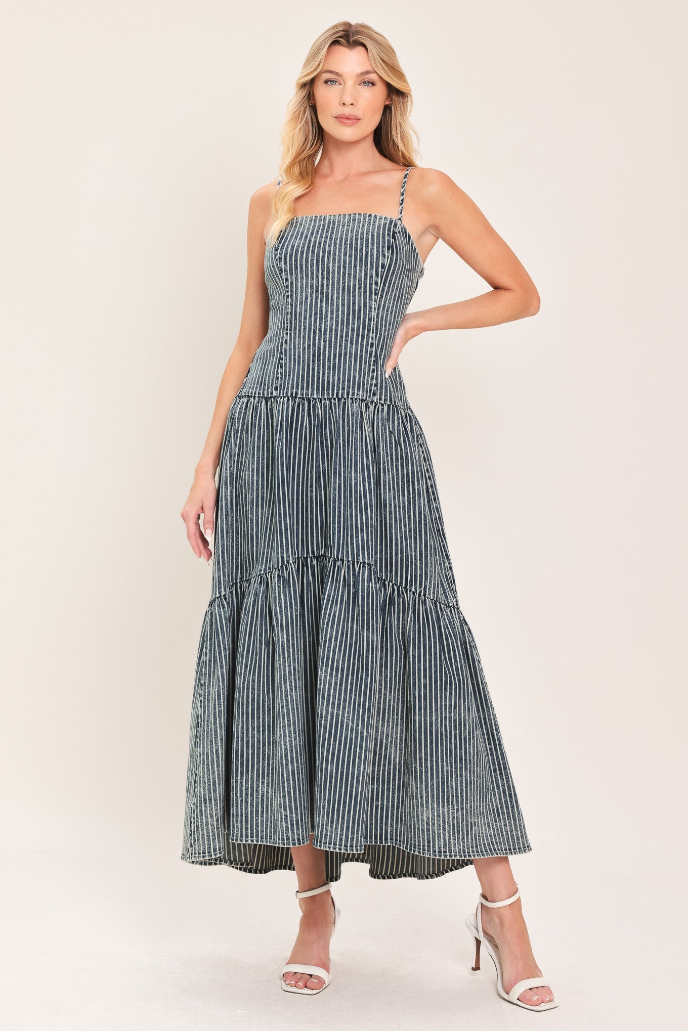 EASYGOING ROMANCE DENIM MIDI DRESS - Glamourous Grace