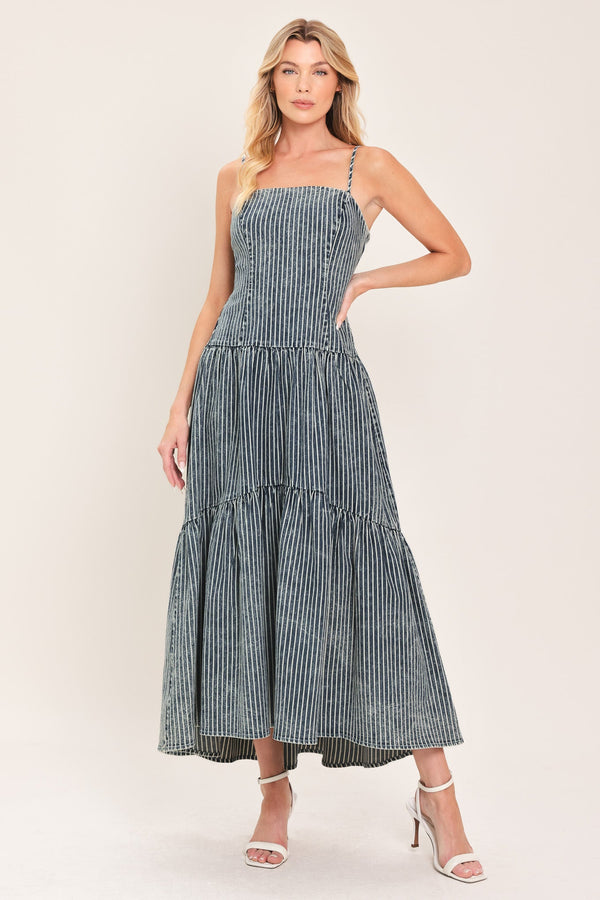 EASYGOING ROMANCE DENIM MIDI DRESS - Glamourous Grace