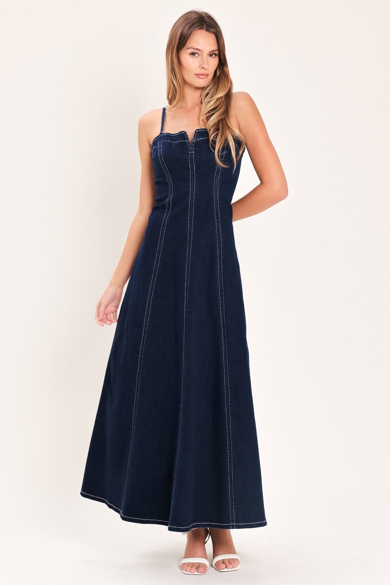 DENIM CORSET MIDI DRESS - Glamourous Grace