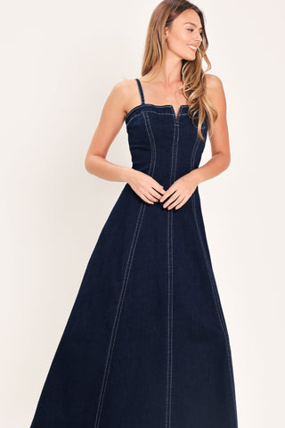 DENIM CORSET MIDI DRESS - Glamourous Grace