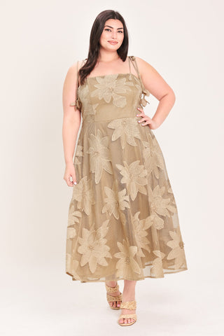 SANDY BLOOM FLORAL WOVEN LACE MIDI DRESS - Glamourous Grace