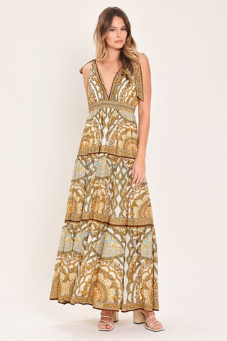 GOLDEN MOSAIC WOVEN MAXI DRESS
