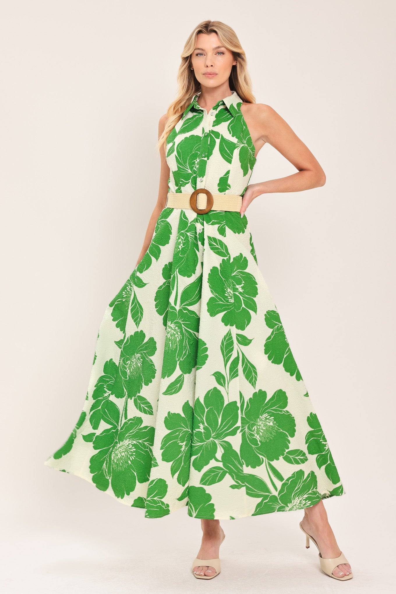 PALM ROYALE WOVEN MIDI DRESS - Glamourous Grace