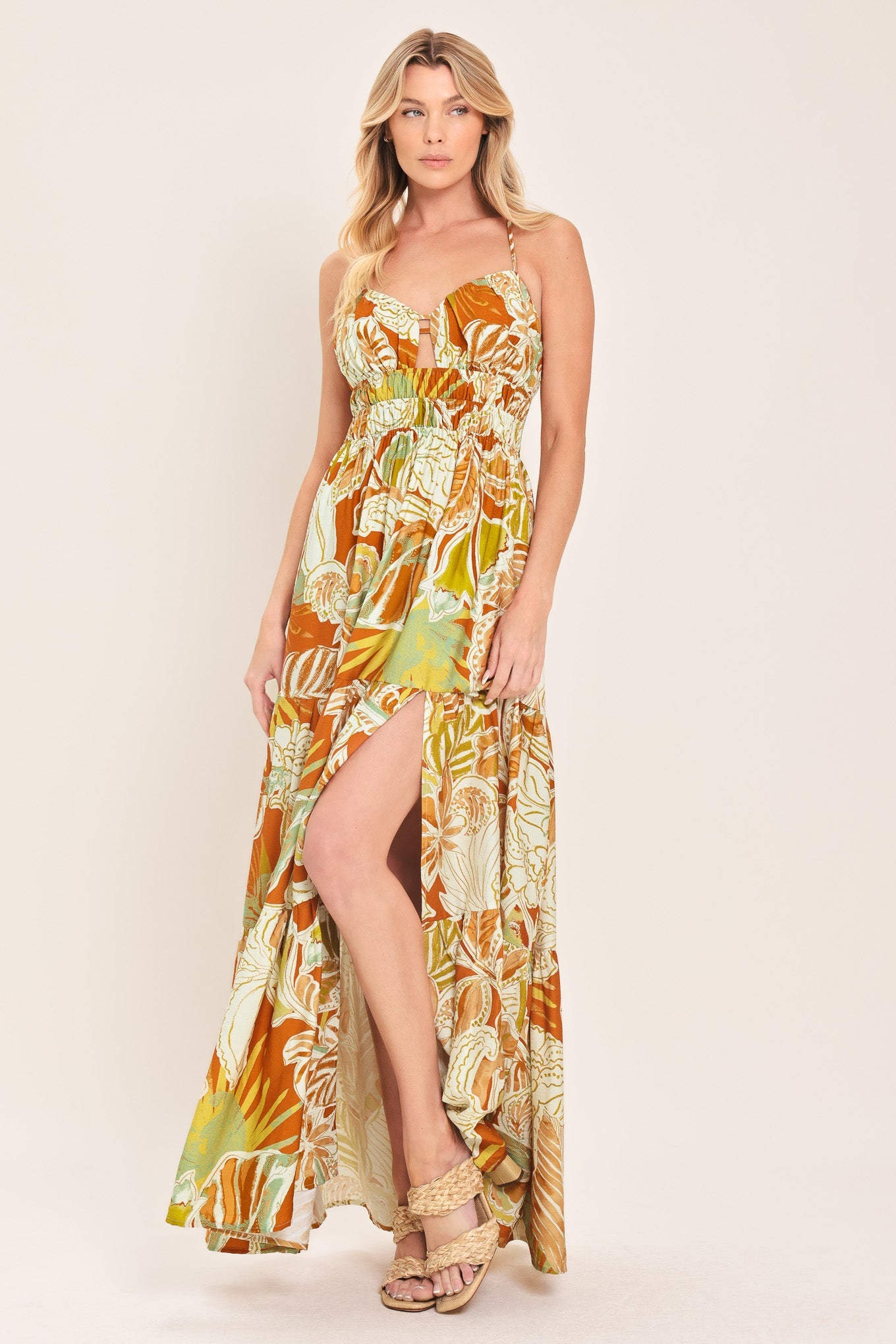 AMALFI PALM GODDESS WOVEN MAXI DRESS - Glamourous Grace