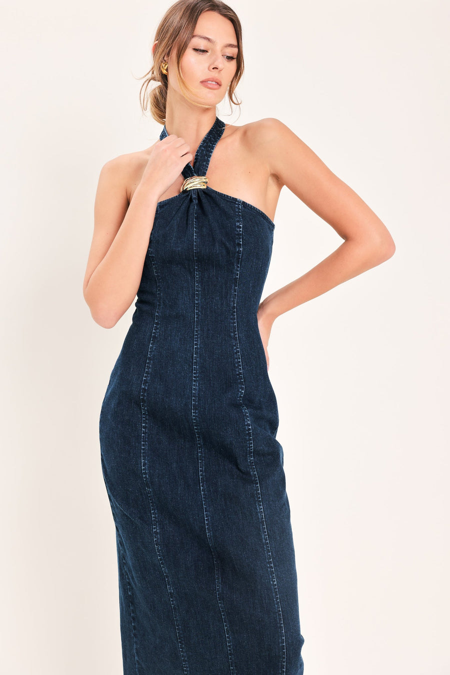 STATEMENT DENIM MIDI DRESS - Glamourous Grace