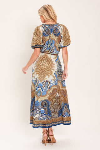 BAROQUE PAISLEY WOVEN MIDI DRESS