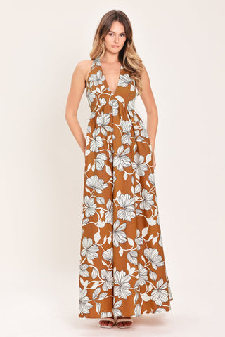 GOLDEN ISLE FLORAL WOVEN MAXI DRESS